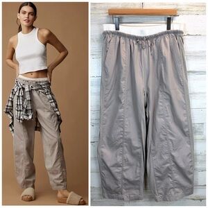 Anthropologie Daily Practice Taupe Drawstring Wide Leg Lounge Pants M Neutral